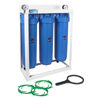 Triple Big Blue 20" filter housing configuration, with stand