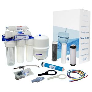 5-stage RO System including filters and installation components